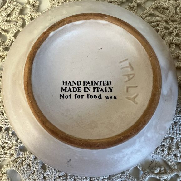 Vtg Italian Pottery Salt Cellar Cottagecore Granny Whimsy‎ Handmade & Painted 4” - Picture 9 of 10